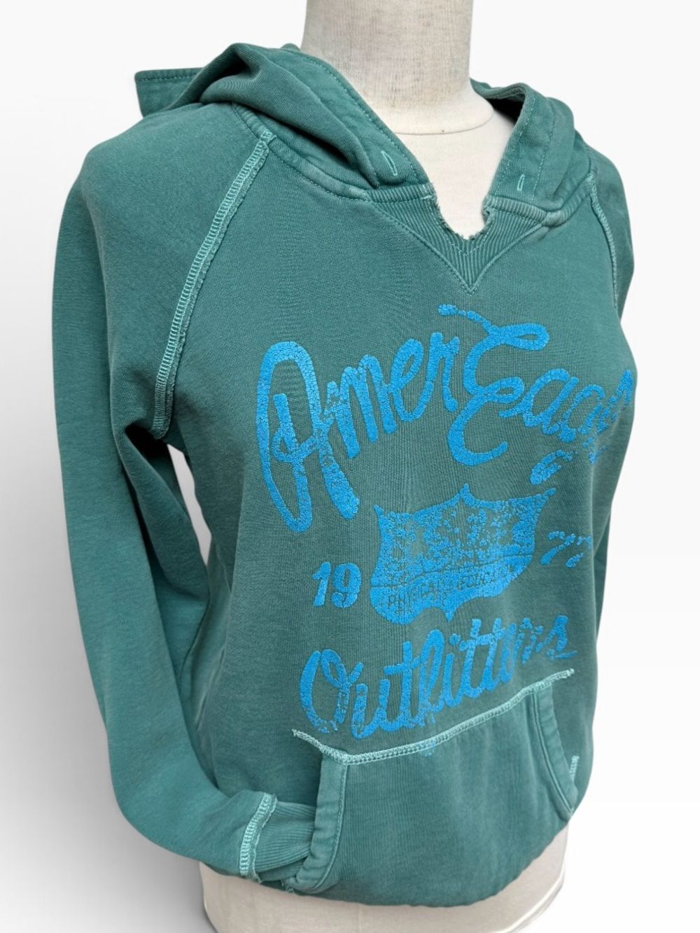 American Eagle Outfitters Y2K Vintage Logo Green Hoodie Size L